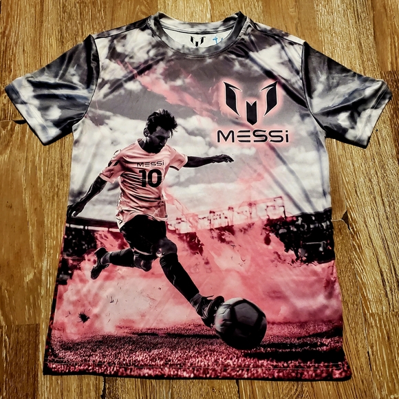 Kids Graphic Soccer Jersey T-Shirt - Pink and Black - Picture 1 of 7